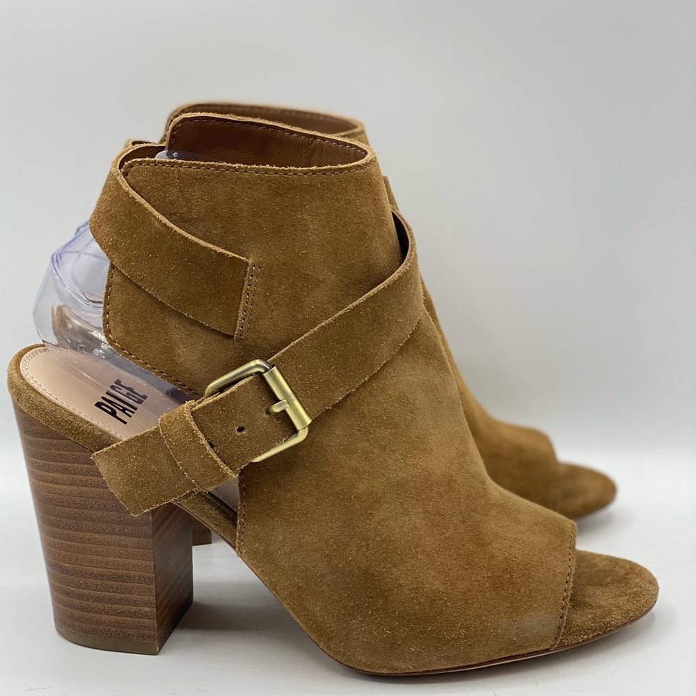 Paige Suede Mimi
Buckle Peep Toe Ankle Booties